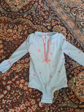 Carter's Flamingo Swimsuit Long Sleeve Size 12 months